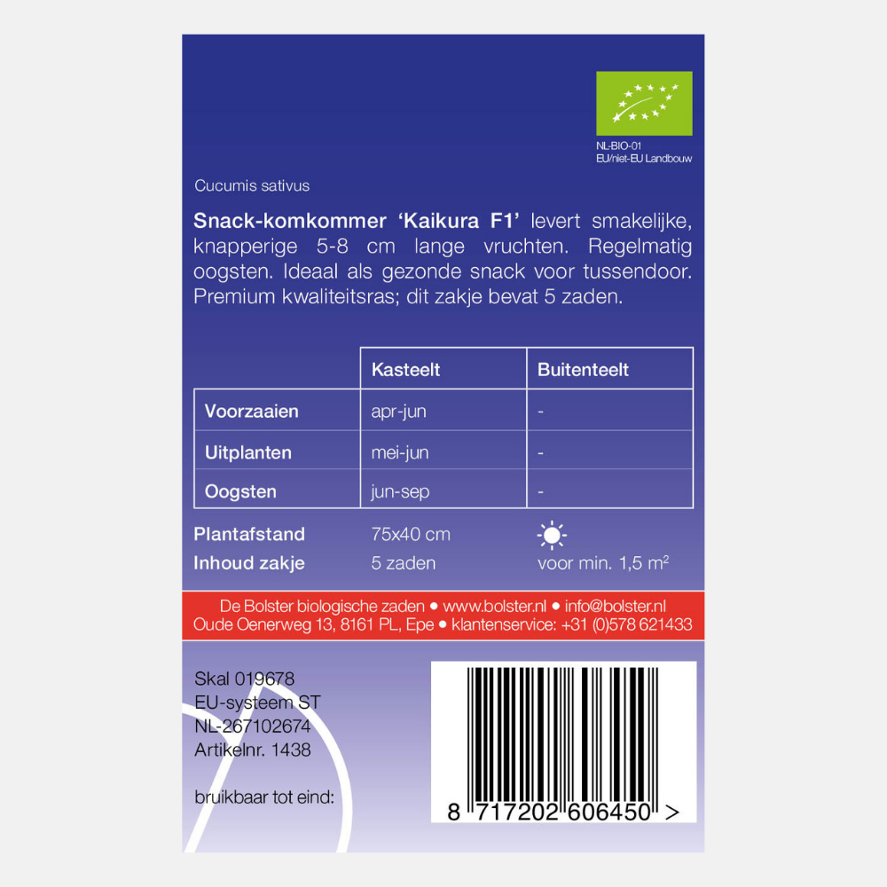 Snack cucumber 'Kaikura F1' BIO