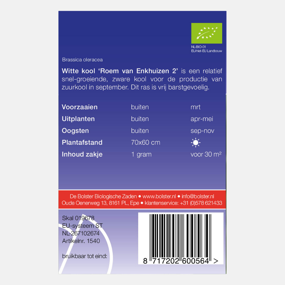 Chou blanc 'Roem van Enkhuizen 2' BIO