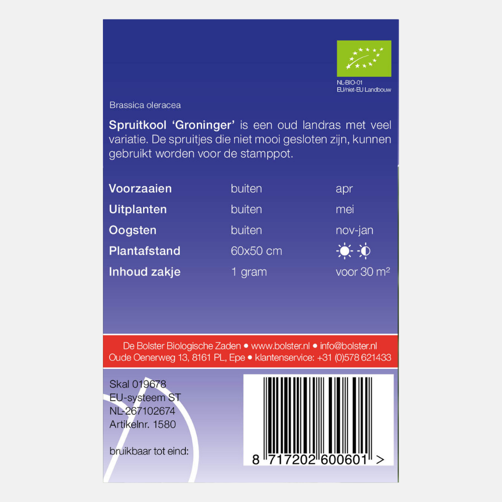 Choux de Bruxelles 'Groninger' BIO