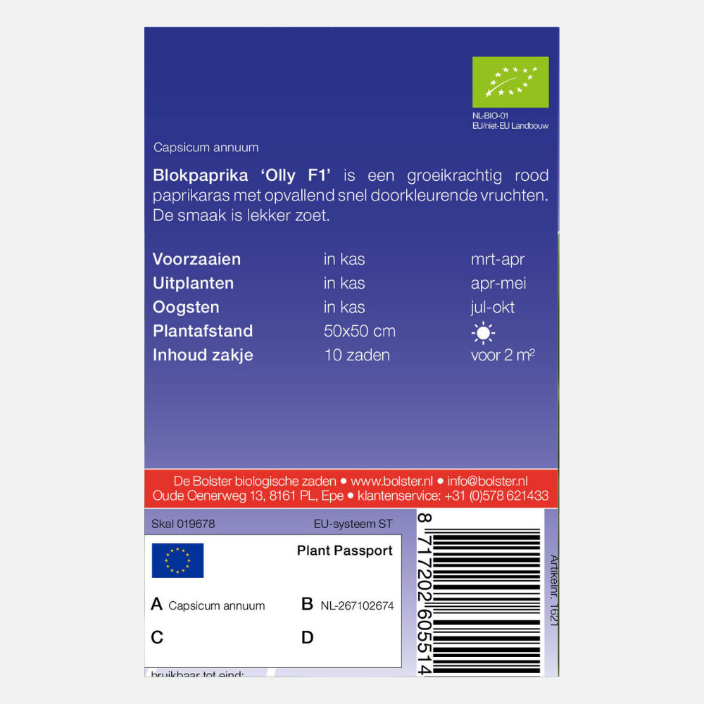 Blokpaprika 'Olly F1' BIO