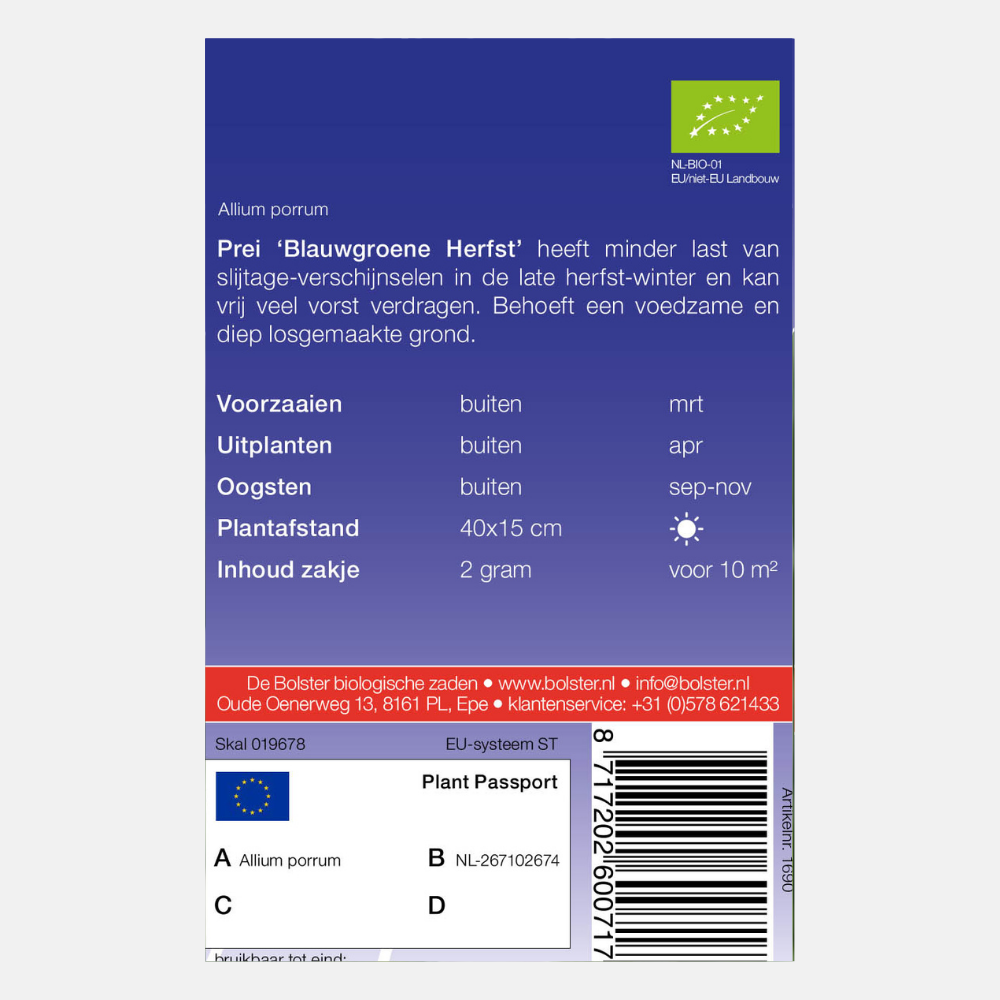 Leek 'Blue-green Autumn' BIO