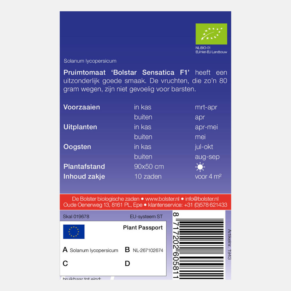 Pruimtomaat 'Bolstar Sensatica F1' BIO
