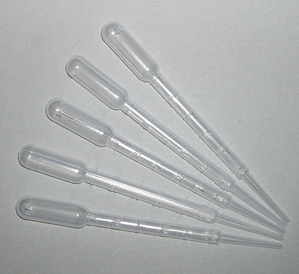 Pipette compte-gouttes PE 3 ml 5 pièces - titrer la solution de lessive bleue et d'iode