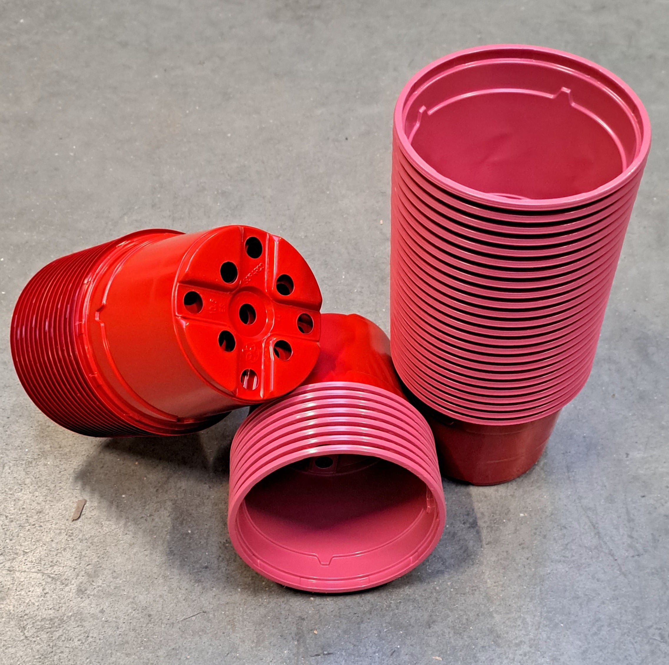 Cache-pots ronds 10,5 cm pour potager en plastique ROUGE (choisir la quantité)