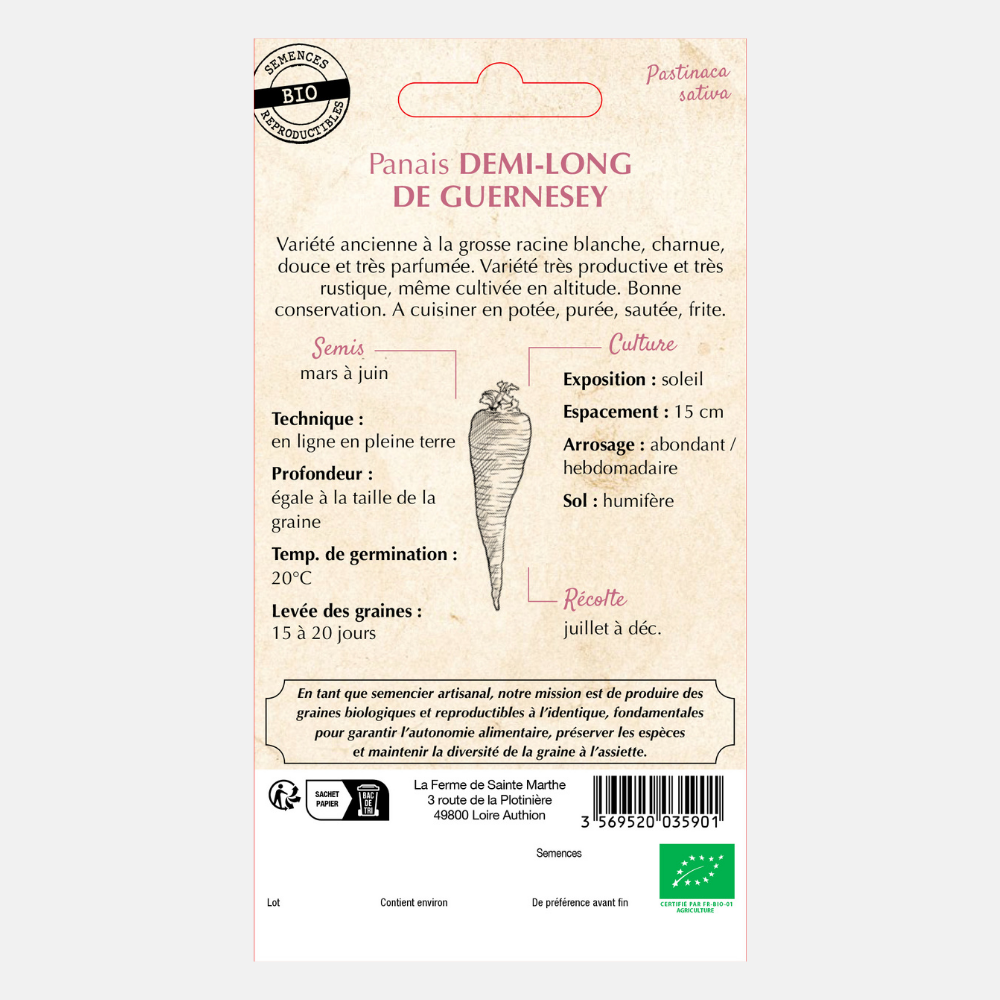 Parsnip 'Halflange van Guernesey' BIO