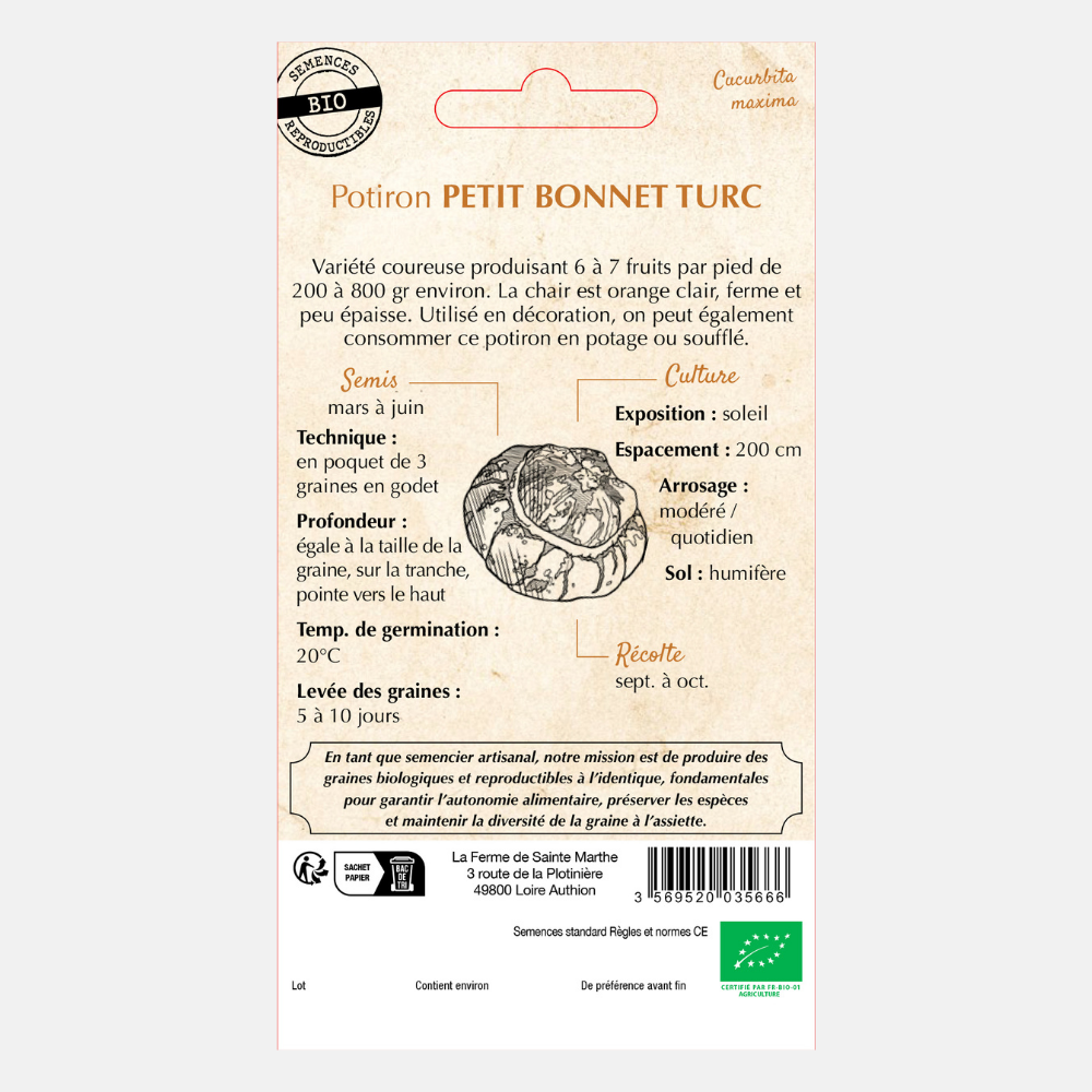 Pompoen 'Turkse Muts' BIO