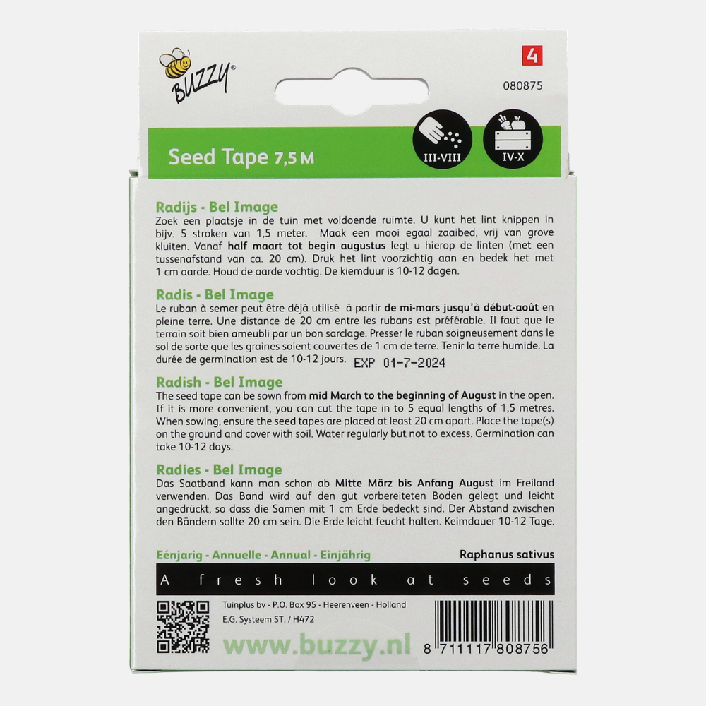 Ruban de semences Radis 'Bel Image'