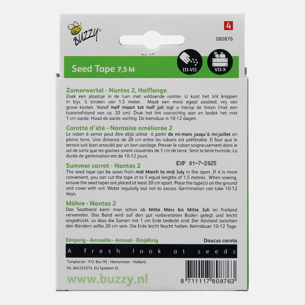 Ruban de semences Carottes 'Nantes'