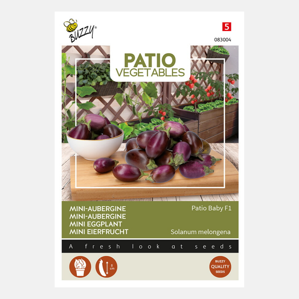 Mini Aubergine 'Patio Baby' F1 - convient aux pots