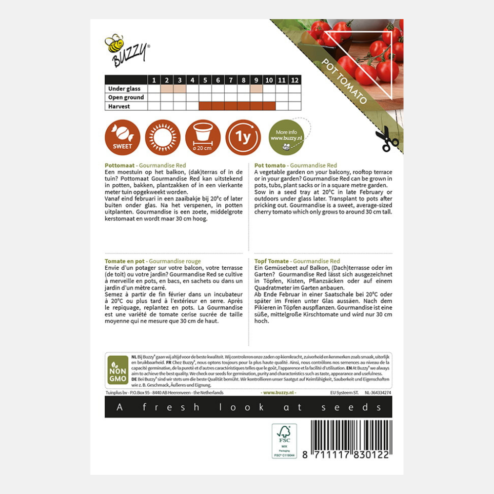 Tomate 'Gourmandise Rouge' - convient aux pots