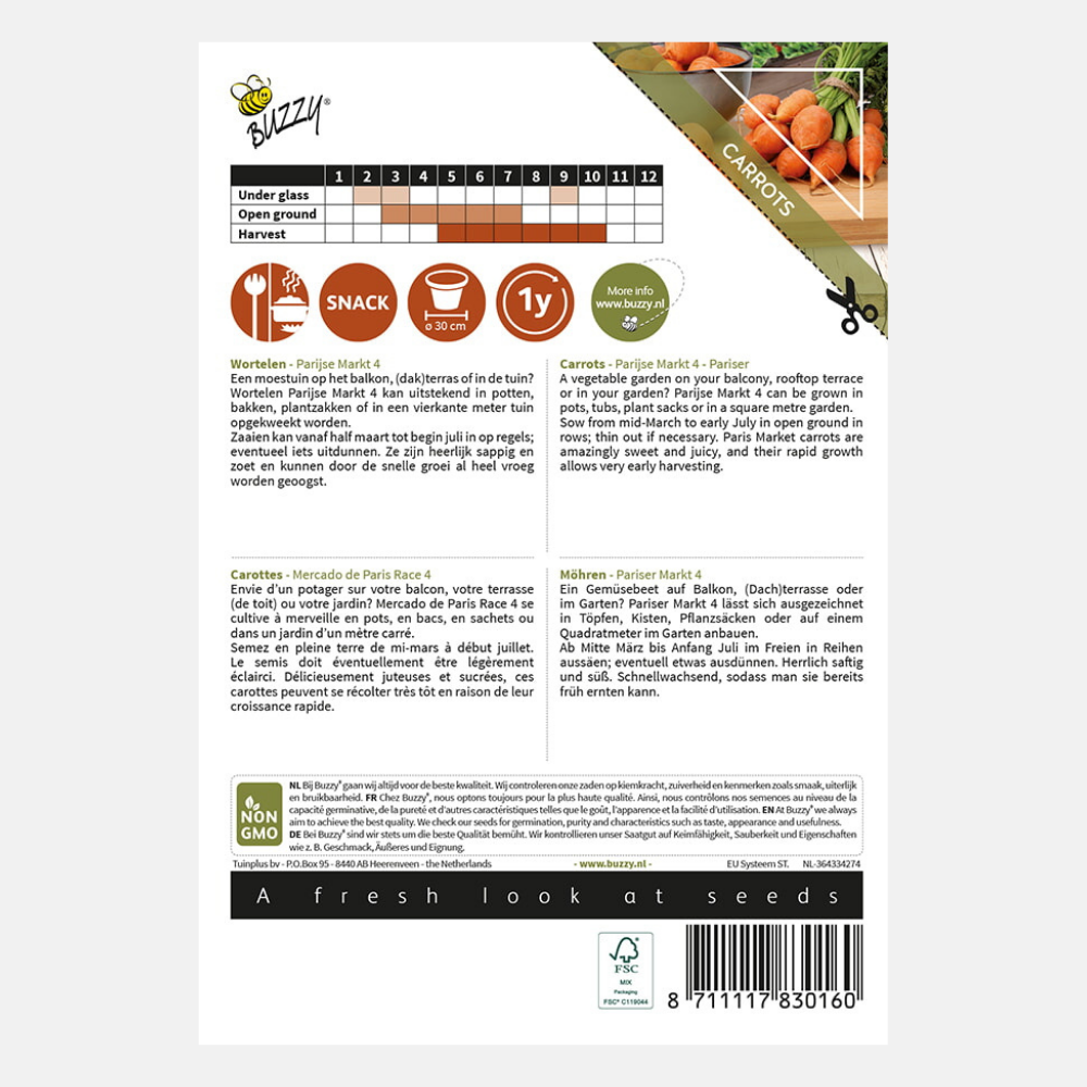 Carotte 'Paris Market' - convient aux pots