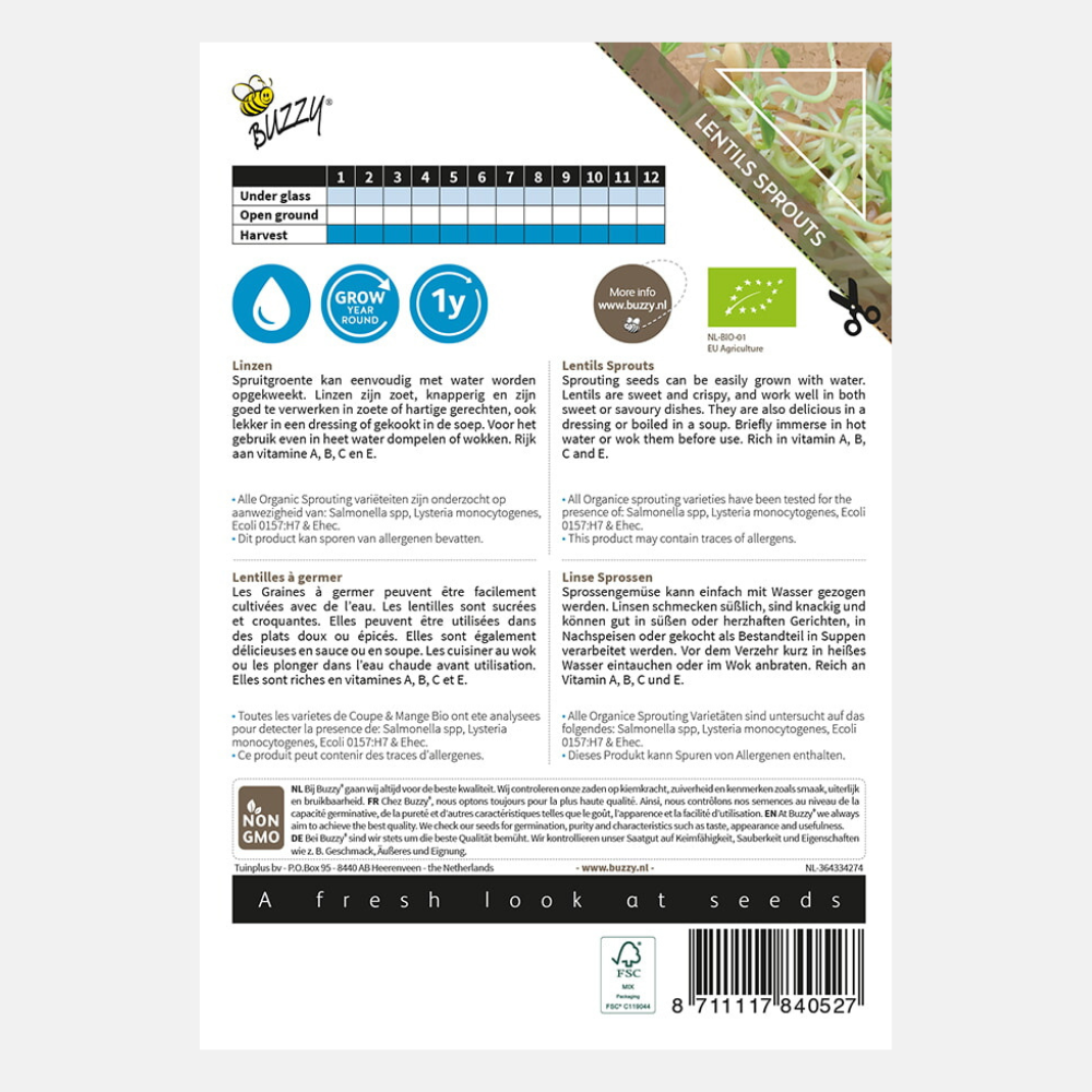 Légumes à germer Lentilles BIO