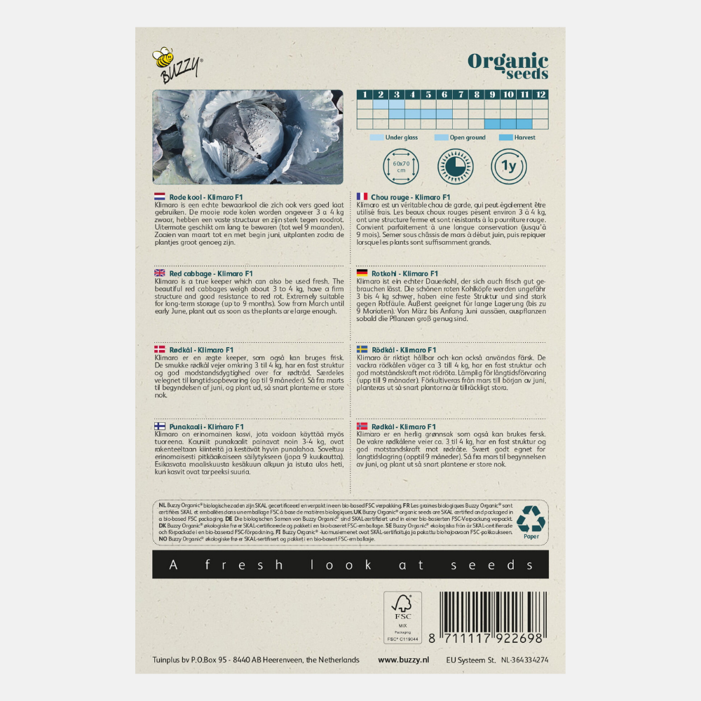 Red Cabbage 'Klimaro' F1 BIO