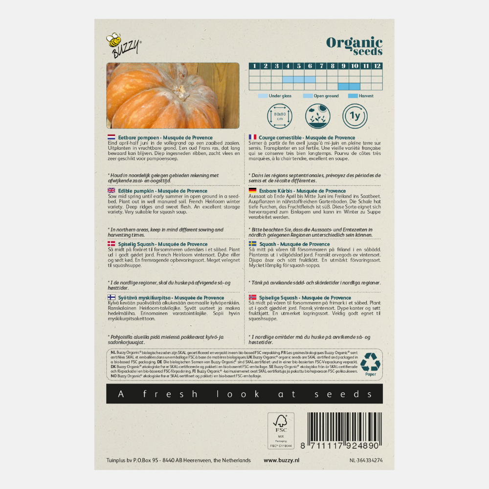 Pumpkin 'Musqu‚e de Provence' BIO