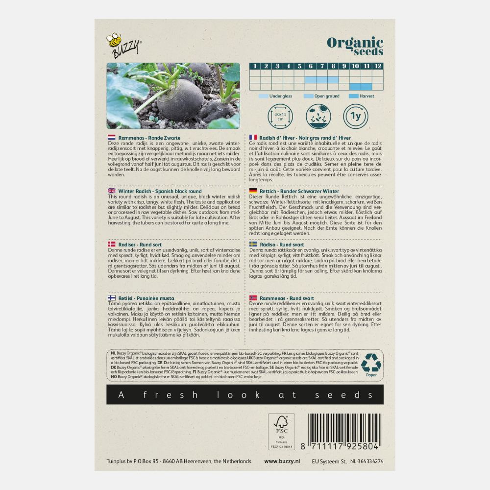 Radish 'Ronde Zwarte' BIO