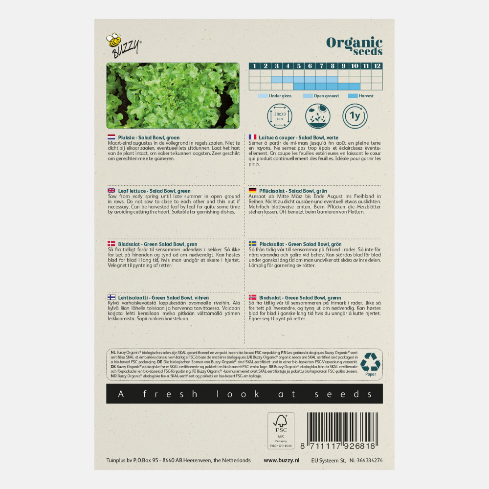 Pick lettuce 'Green Salad Bowl' ORGANIC