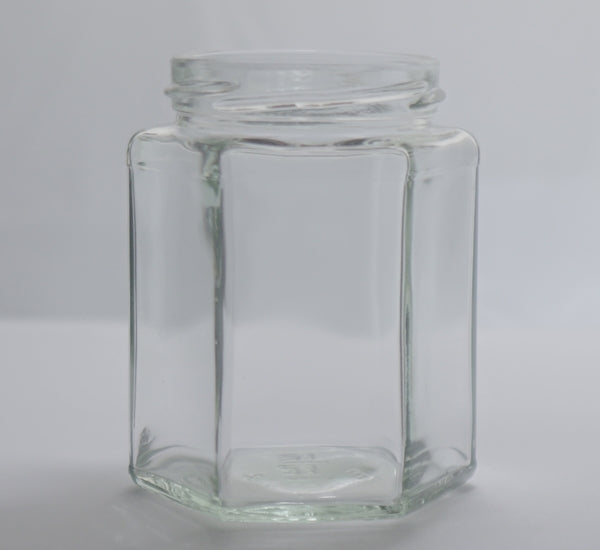 Jar glass 280 ml hexagonal (choose quantity)