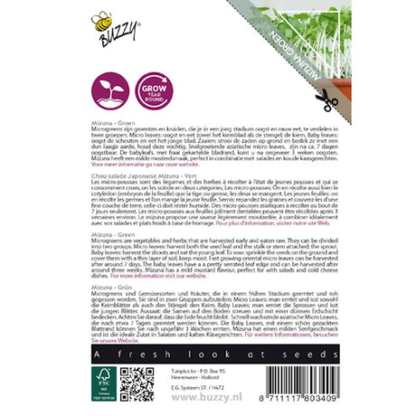 Buzzy Microgreens-Sprossen. Mizuna Green 1 Gramm