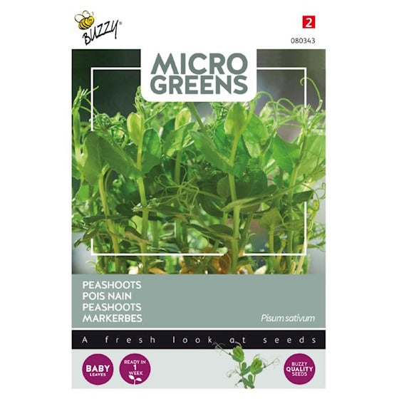 Germes Buzzy Microgreens. Pousses de pois pousses de pois 15 grammes