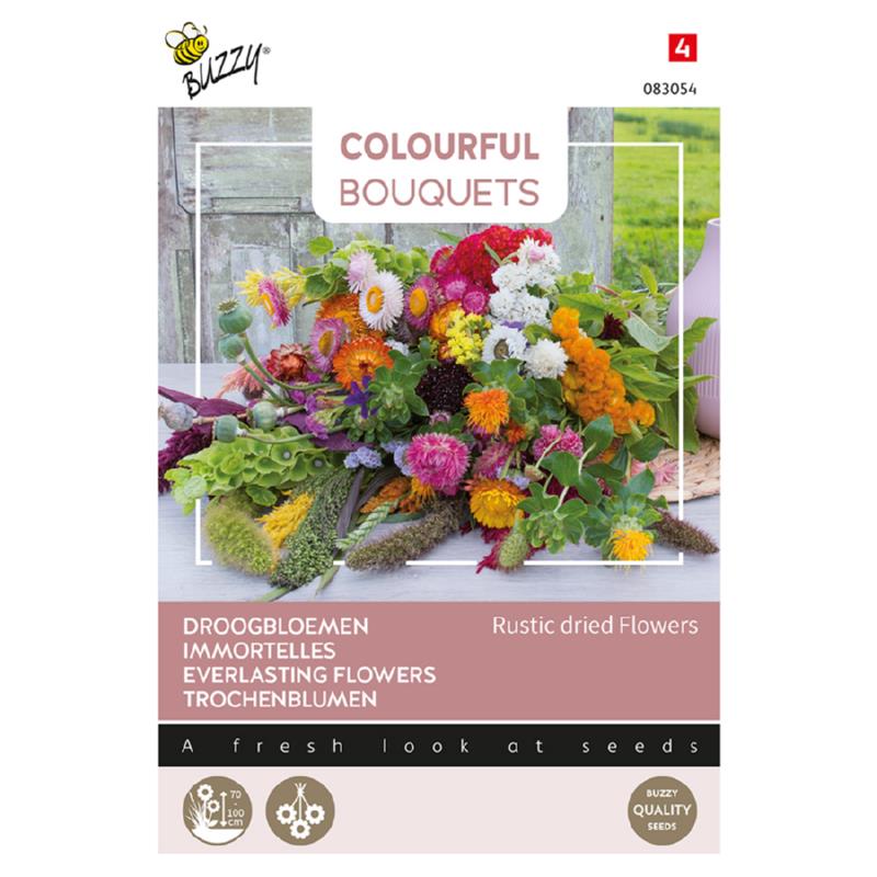 Bouquets colorés Buzzy®. Fleurs séchées rustiques