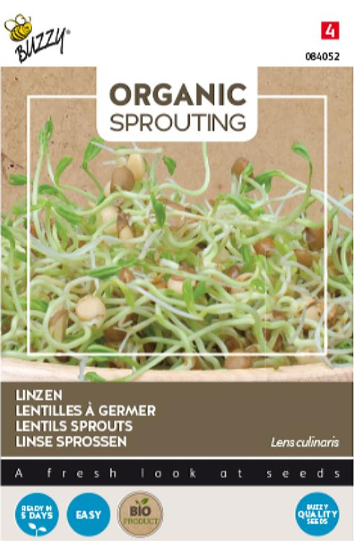 Buzzy Bio Sprouting Linzen kiemgroenten (BIO) 30 gram