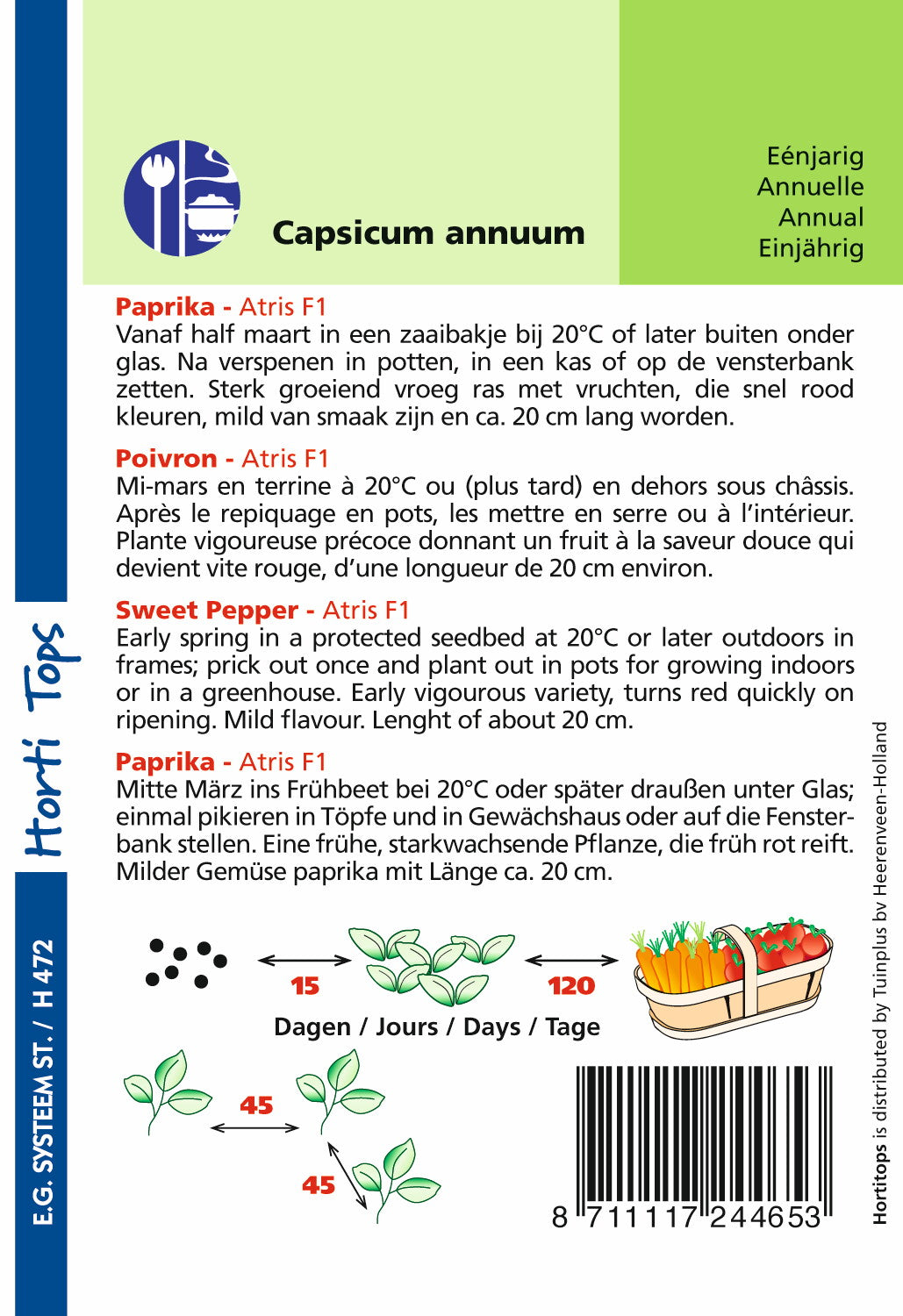 Paprika - Atris F1 8 Samen Hortitops