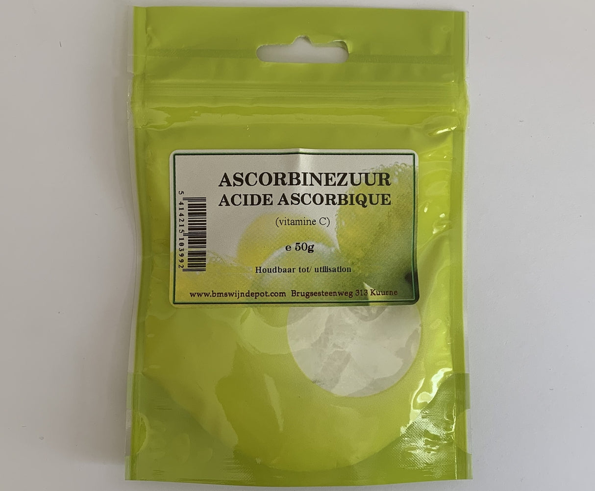 Acide ascorbique (vitamine C) 50g prévient la décoloration du moût (cidre ou vin de fruit)