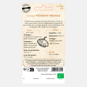 Citrouille 'Patisson Oranje' BIO