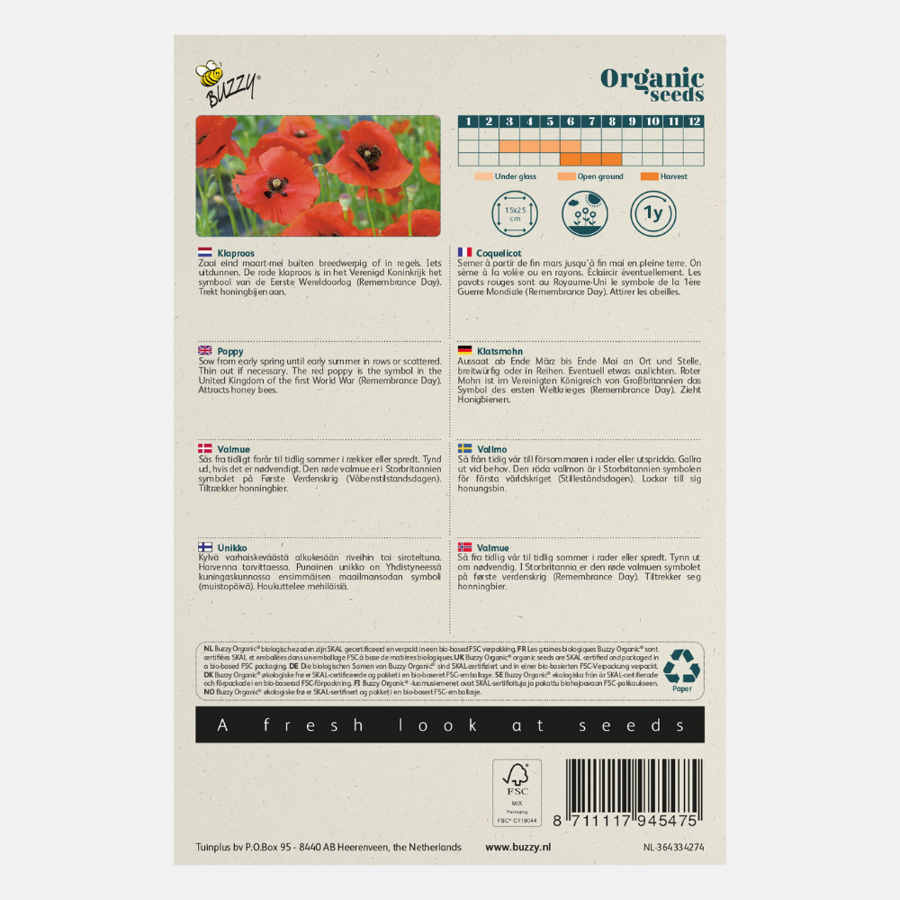 Papaver Klaproos Rood BIO