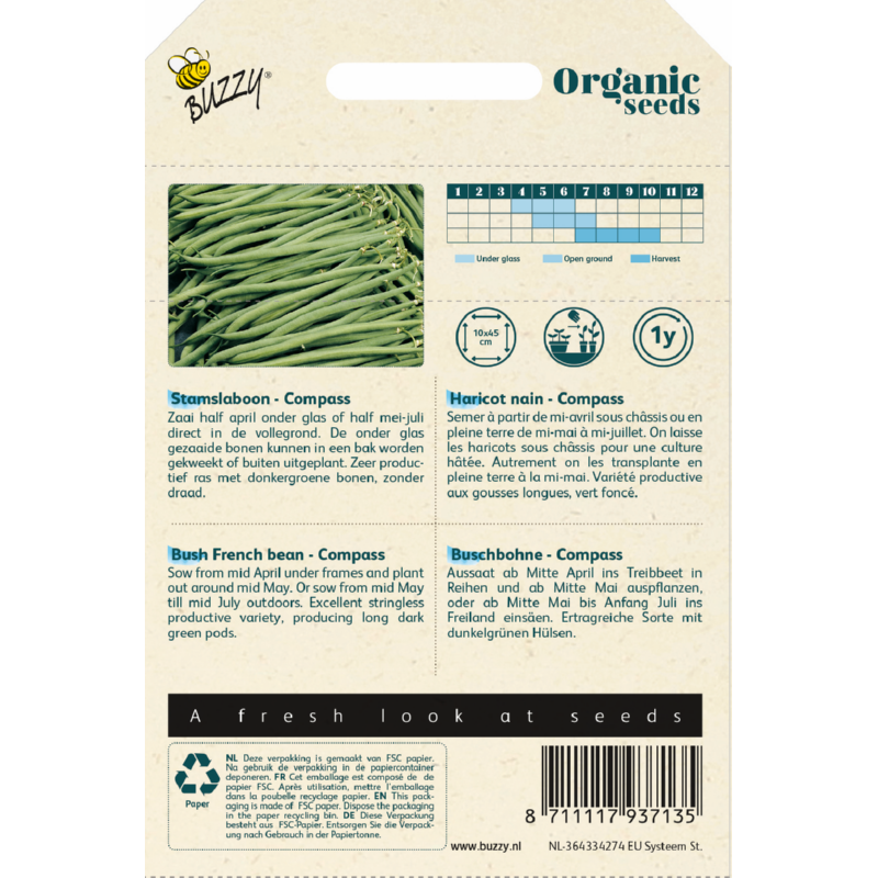 Buzzy® Organic Standard Green Beans Compass 50g (BIO)