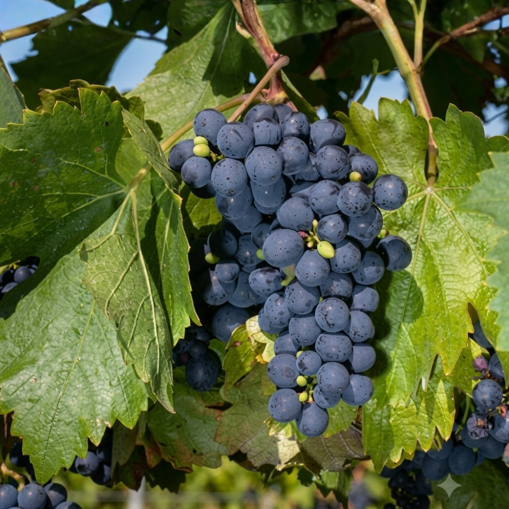 Blue seedless edible grape 'Sweety' (in 4 liter pot) - 80 cm high