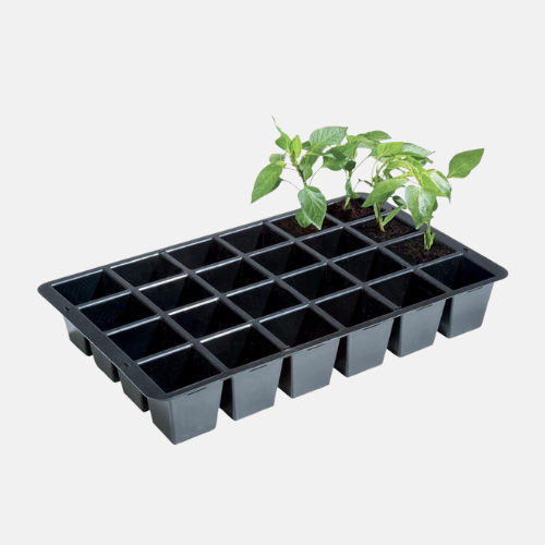 Kleine Aussaatschale 24 Löcher aus Hartplastik – 36,5 x 22 x 6 cm (2er-Set)