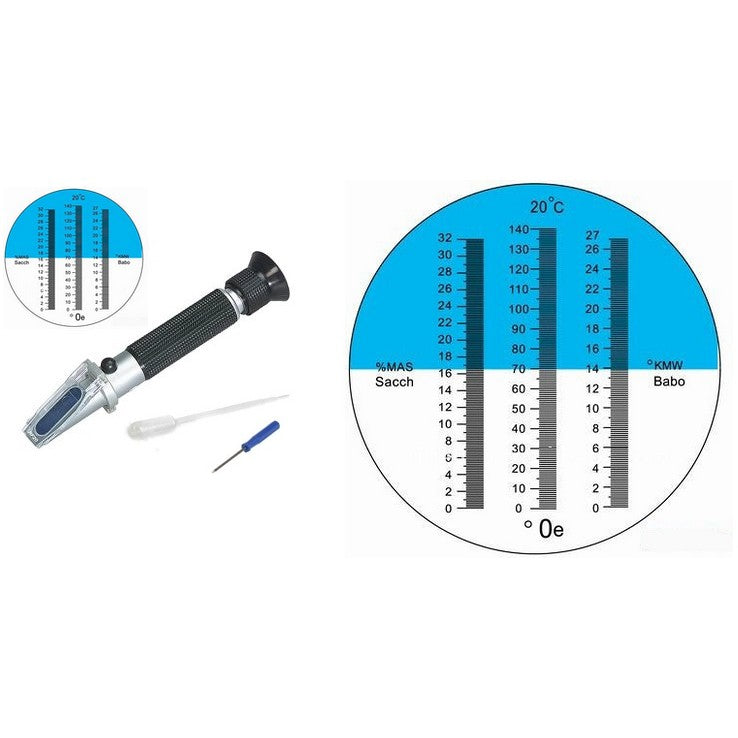 Wijnrefractometer met drie schalen