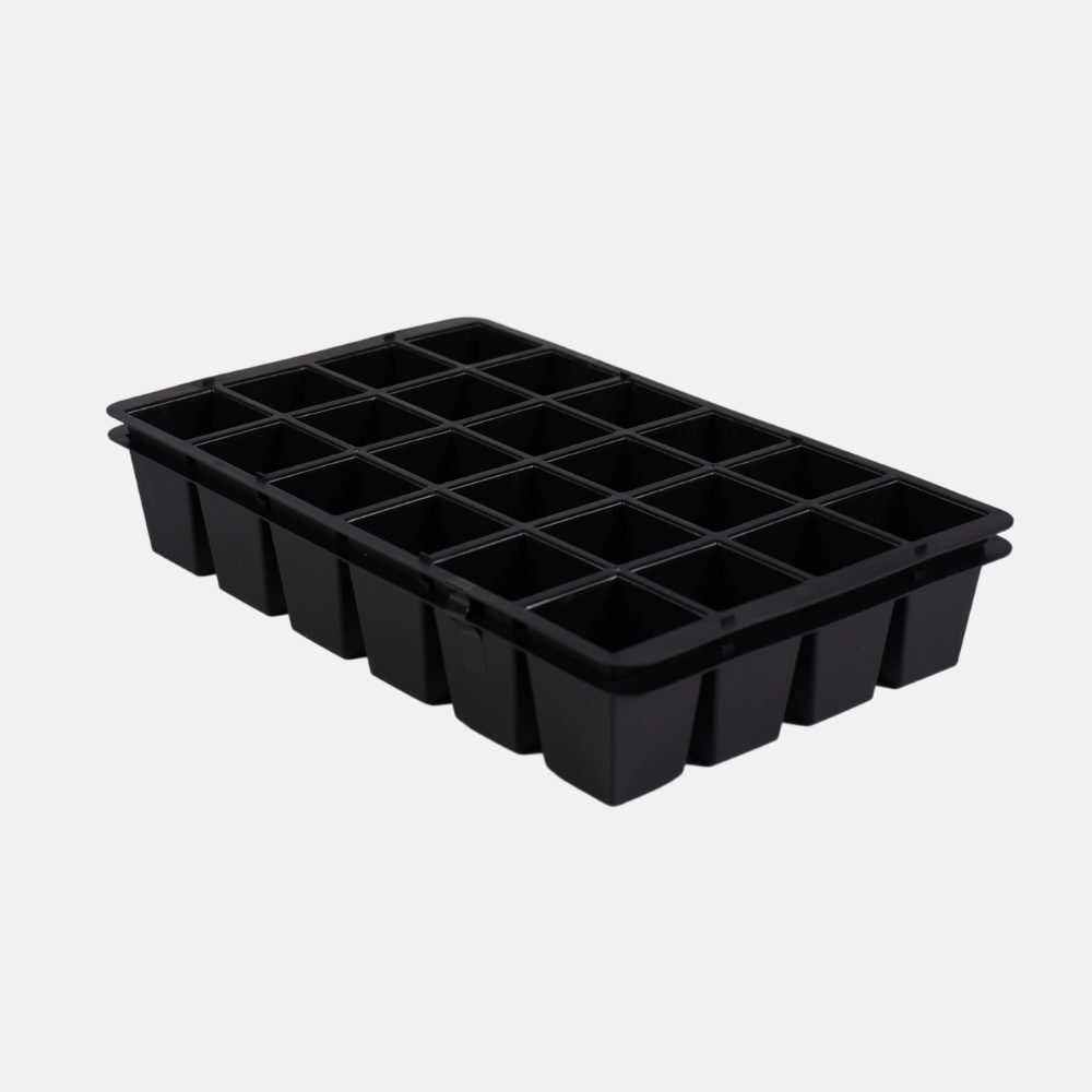 Kleine Aussaatschale 24 Löcher aus Hartplastik – 36,5 x 22 x 6 cm (2er-Set)