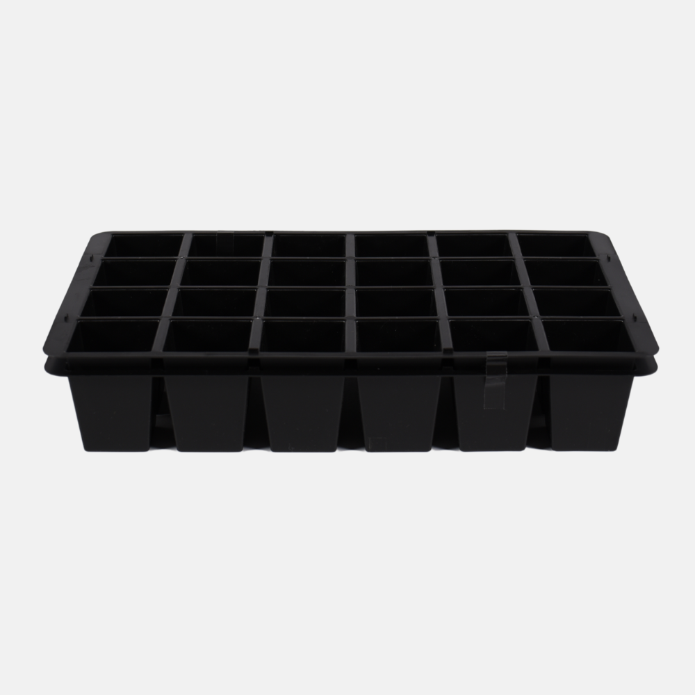 Kleine Aussaatschale 24 Löcher aus Hartplastik – 36,5 x 22 x 6 cm (2er-Set)