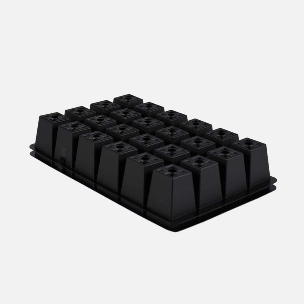 Kleine Aussaatschale 24 Löcher aus Hartplastik – 36,5 x 22 x 6 cm (2er-Set)