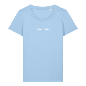 Dames t-shirt 'zuurpruim' geborduurd