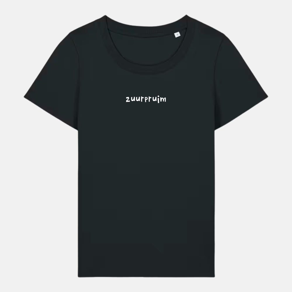 Dames t-shirt - Zuurpruim geborduurd
