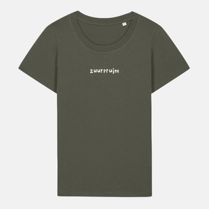 Dames t-shirt - Zuurpruim geborduurd