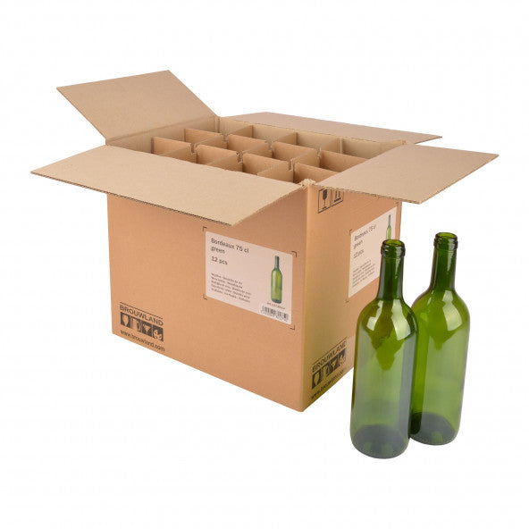 Coffret bouteille cartonné de 12 bouteilles bordelaises de 75 cl