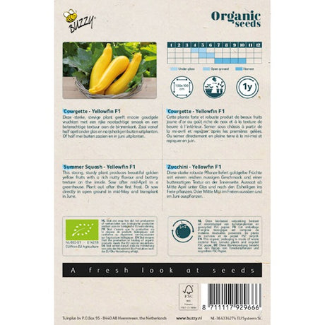 Buzzy Organic Courgette Yellowfin F1 (BIO) - inh.: ca. 7 zaden