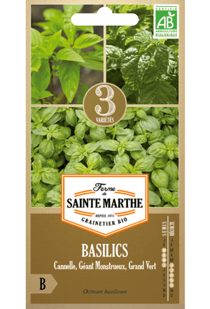 Mélange de basilic (cannelle, à grandes feuilles et génois) graines BIO