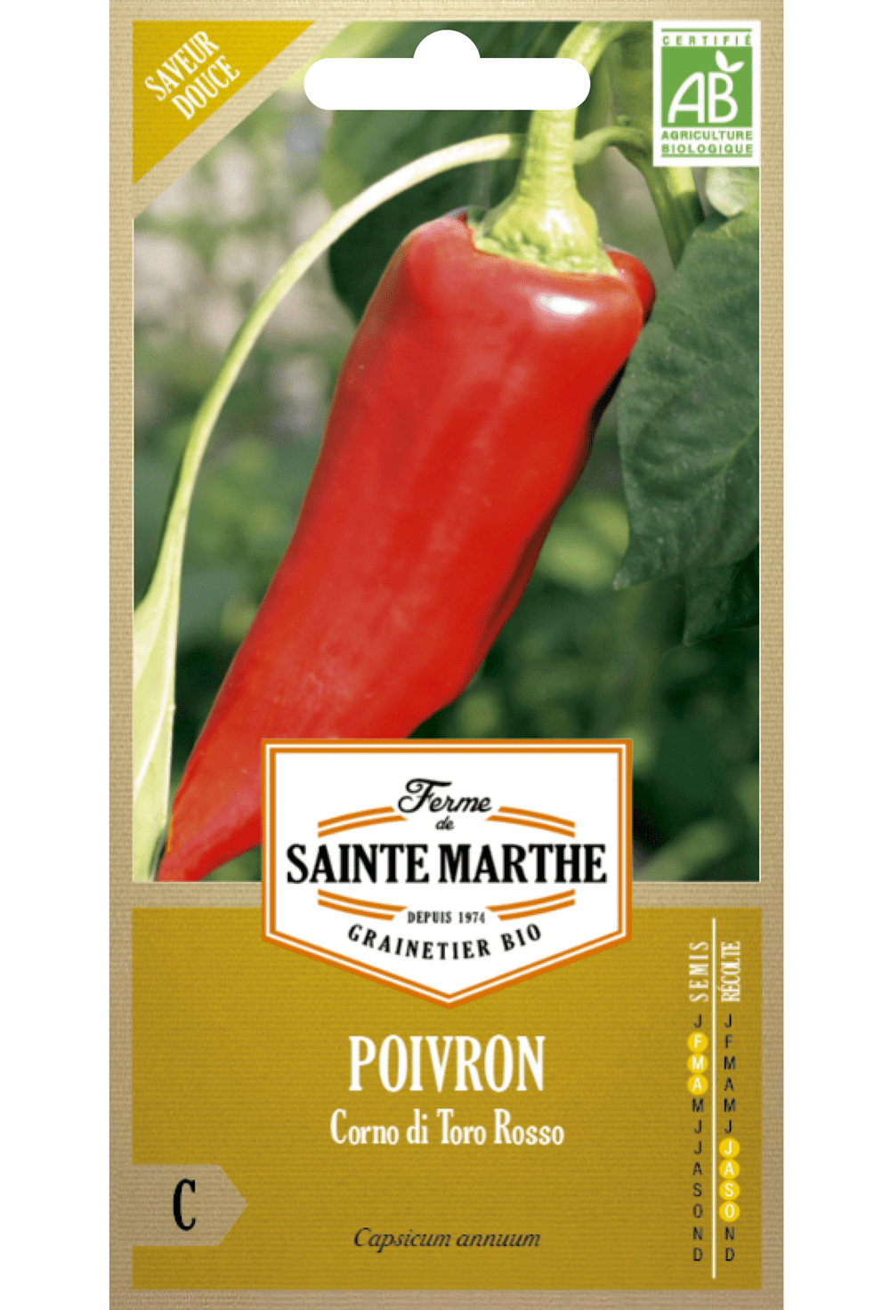 Paprika 'Corno di Toro' rood Bio zaden