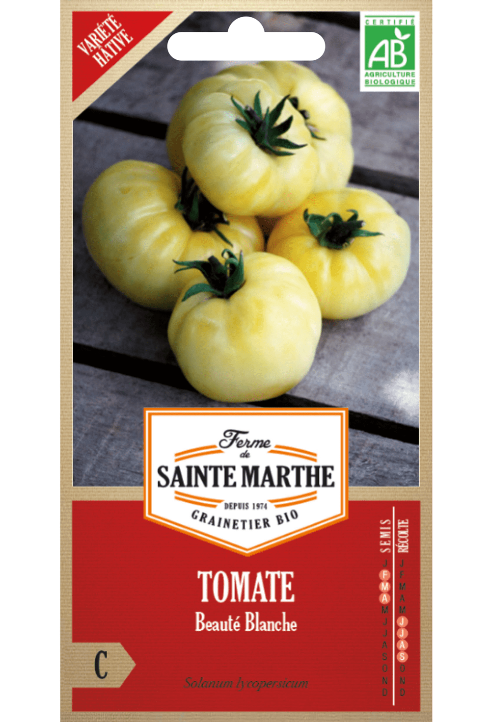 Graines de Tomate 'Beauté Blanche' BIO (variété précoce)