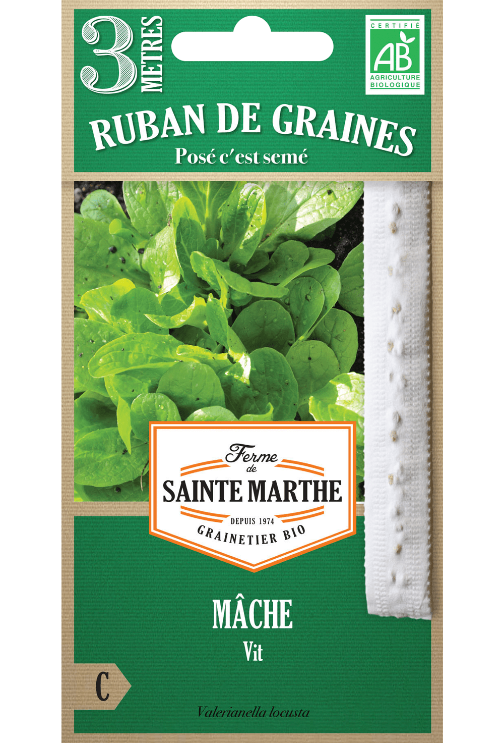 Ruban de graines Ruban de graines 3 mètres de graines de mâche Vit BIO