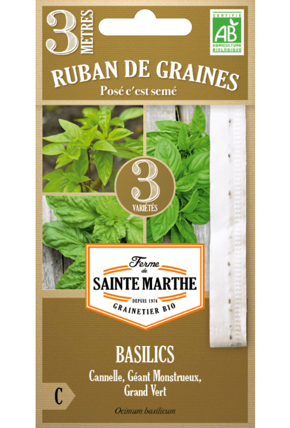 Ruban de semences Ruban de semences 3 mètres mélange de basilic graines BIO