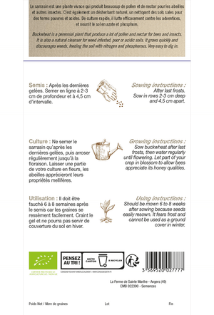 Sarrasin (Fagopyrum cymosum) - pour 30 m² Graines BIO