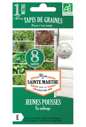 Boite de tapis de graines (1m x 45cm) Babyleaf 8 variétés BIO Seeds