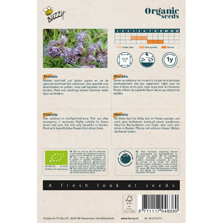 Phacélie biologique buzzy. Nourriture pour abeilles (BIO) - suite. 0,5 grammes