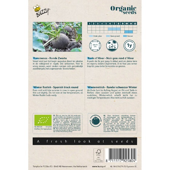 Buzzy Organic Rammenas Ronde Zwarte (BIO) - inh.: 1 gram